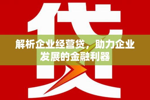 青白江解析企业经营贷，助力企业发展的金融利器