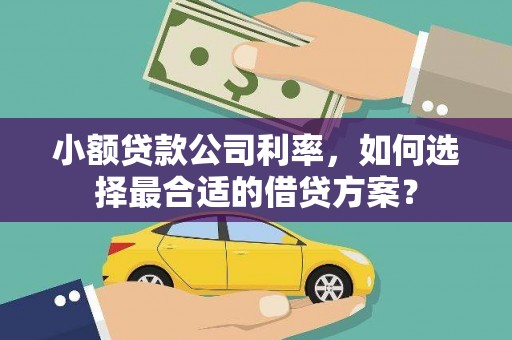 青白江小额贷款公司利率，如何选择最合适的借贷方案？